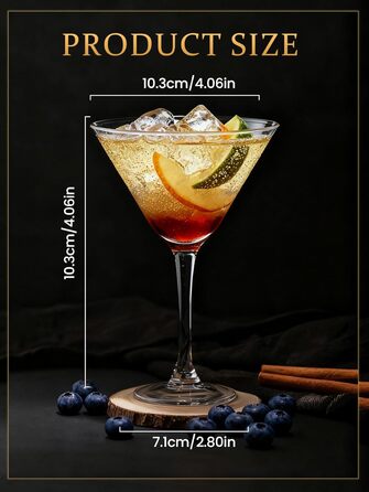 Набір келихів для мартини, 6 шт, 160 мл. Прозорі келихи для коктейлів з ніжкою, багаторазові, BPA-free, придатні для миття в посудомийній машині. Ідеально для барів, Margarita, Whiskey, Gin, Tequila