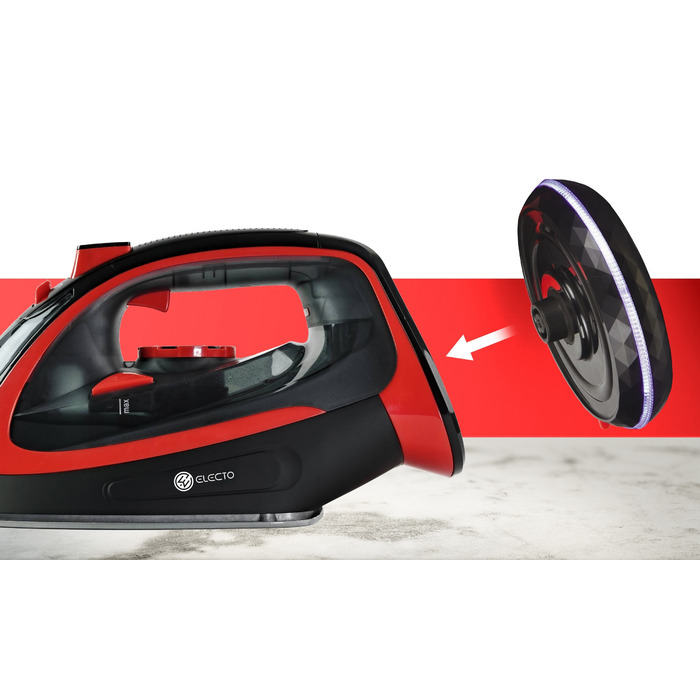 Бездротова праска Electo з керамічною підошвою, 2400 Вт, 450 мл, червона