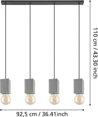 Настільна лампа EGLO Prestwick: вінтажний дизайн, індустріальний стиль, бетонна основа сірого кольору, вимикач, патрон E27