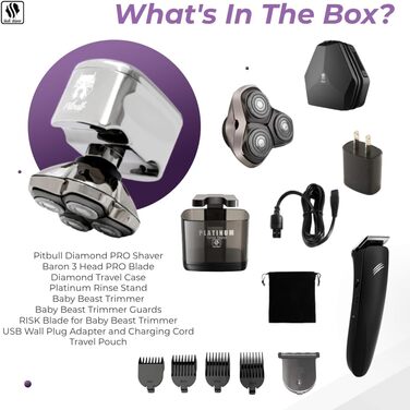 Pitbull Diamond PRO - electric shaver with Baby Beast trimmer - waterproof, powerful, and stylish