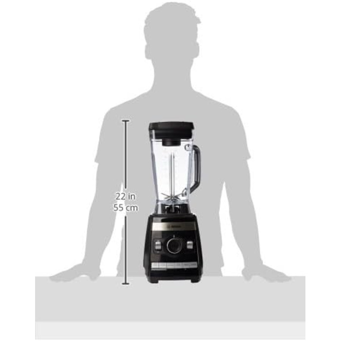 Bosch Stand Mixer VitaBoost MMBH6P6B, 6-Blade Stainless Steel Blades, 2.5L Tritan Mixing Container, Pusher, 6 Automatic Programs, Recipe Book, BPA-Free, Easy Cleaning, 45,000 RPM, 1600 W, black