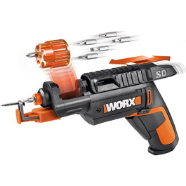 WORX WX121 акумуляторний ударний дриль-шуруповерт 12V – потужний безщітковий набір – 2-швидкісна коробка передач до 38Nm – легкий та компактний – холостий хід 0-450/0-1700 об/хв – з акумулятором, зарядним пристроєм та кейсом (з можливістю заміни патрона)