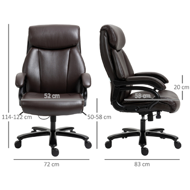 Vinsetto Ergonomic Executive Office Chair with Rocking Function, Leather Chair Brown, Adjustable Height, Weight Capacity up to 180 kg