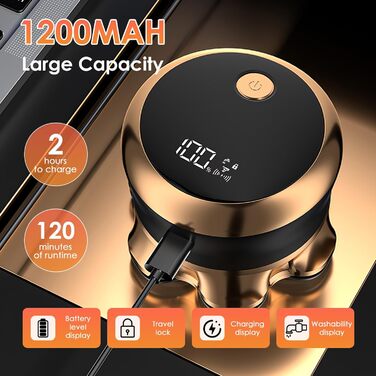 Електрична бритва чоловіча 7D Glatzen з плаваючою головкою, LED-дисплеєм, 2 режимами, Type-C зарядка, водонепроникна, акумулятор 120 хв, золотий колір