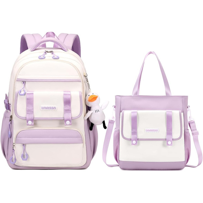 Шкільний рюкзак для дівчаток 2 в 1: рюкзак та сумка через плече, 45 см, фіолетовий. Підходить для 3-7 класів.