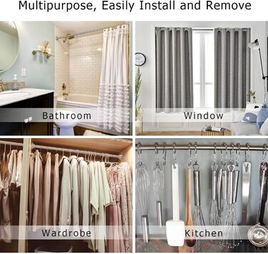 Труба для шторки у ванну/душ, телескопічна, без свердління, 60-290 см (срібляста)