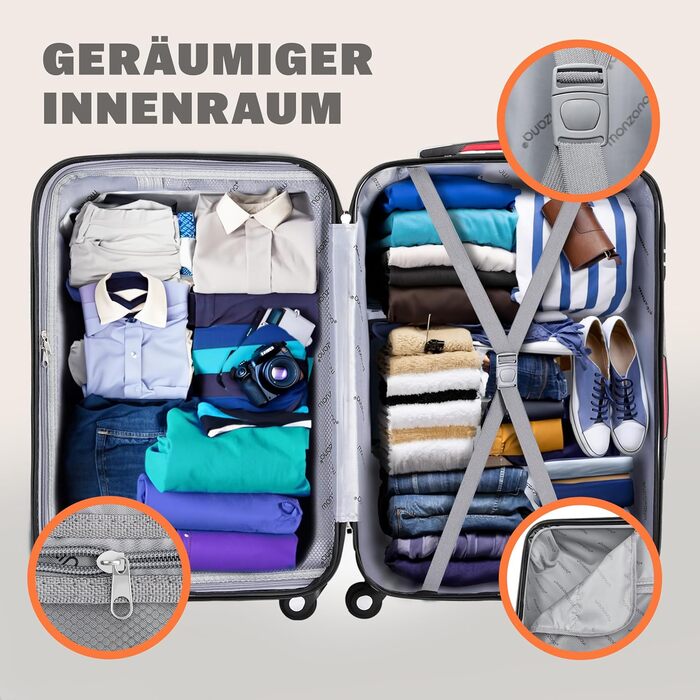 Набір валіз Monzana® Baseline 3шт (M-L-XL) з жорстким корпусом, 4 колеса, чорний