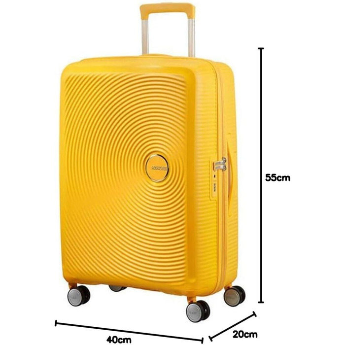 Чемодан American Tourister Soundbox Spinner - Розширюваний ручний багаж, 55 см, 35.5/41 л, жовтий (Golden Yellow)