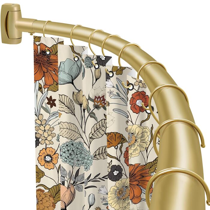 Вигнута штанга для душової завіси YNL, 89-203 см, золота, кругла, нержавіюча сталь, для ванної кімнати та ванни, регульована, розширювана, антикорозійна