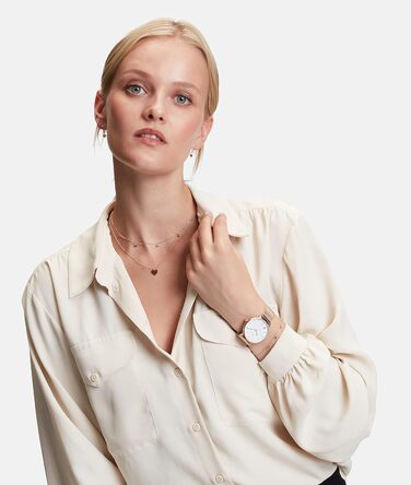 Жіночий годинник Tamaris з мікросітчатим ремінком зі сталі та серцем, рожеве золото