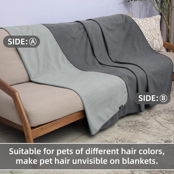 Водонепроникний плед для собак та котів, миючий, для подорожей, захисний, м'який, 125 x 75 см (259 x 244 см), сірий (без Sherpa)