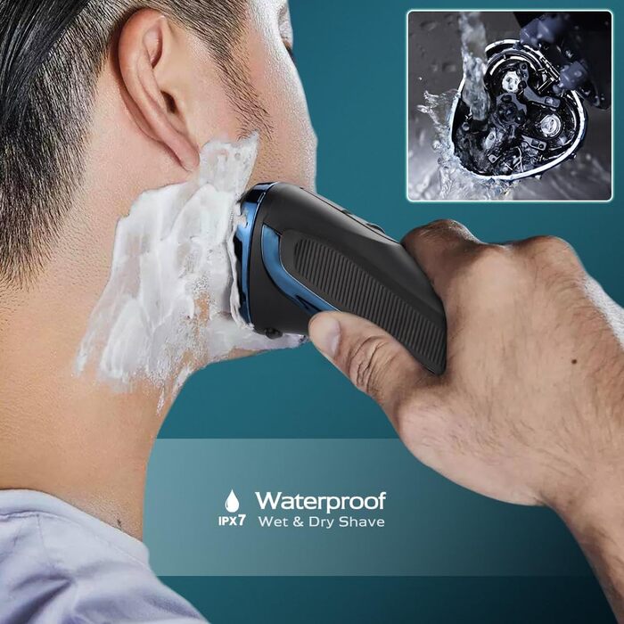 Електричний чоловічий бритва з 3 насадками, зарядним пристроєм та чохлом для подорожей, Snapbuy. Вологостійкий бритва IPX7 для сухого та вологого гоління, з прецизійним тримером та функцією стрижки бороди. Час роботи: 99 хвилин.