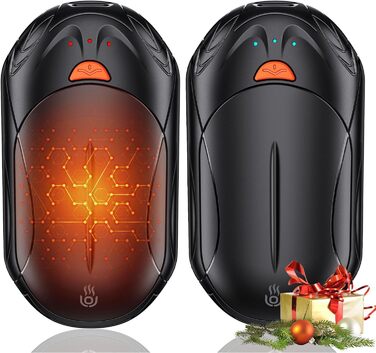 Електричні грілки для рук 2 шт. OUTJUT, 6000mAh, 3 режими нагріву, USB, 20 годин роботи, для спорту та відпочинку на природі, подарунок на Новий рік, чорний