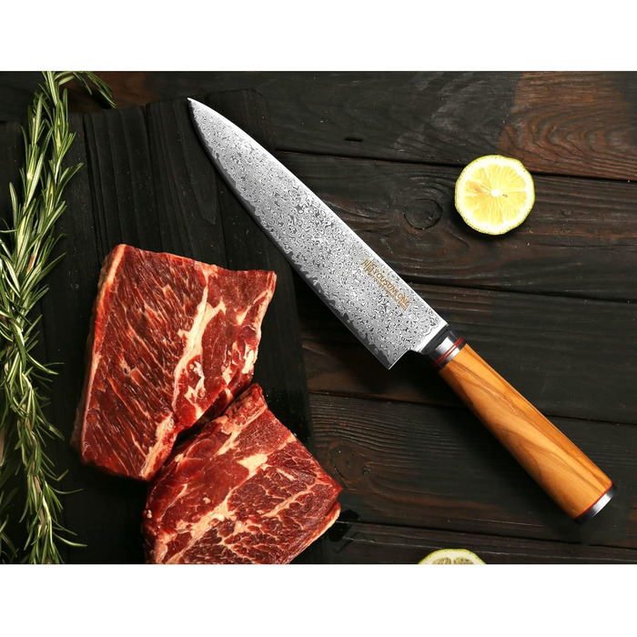 Японський кухонний ніж YOUSUNLONG Pro Gyuto 255mm з дамаської сталі з оливкового дерева - ніж шеф-кухаря