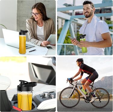 Міні-блендер Standmixer 500W з 2 пляшками Tritan, 4-лопатевий, для шейків та смузі, з нержавіючої сталі, портативний