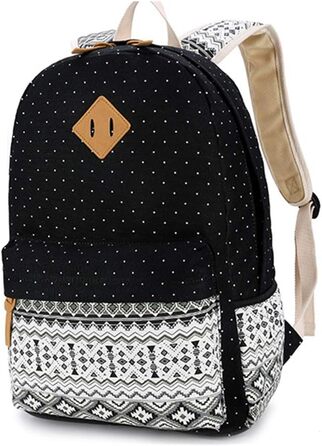 Жіночий/Дівчачий рюкзак у стилі vintage з кольоровими смужками. Чорний канвасний рюкзак для підліток, дівчат та студентів