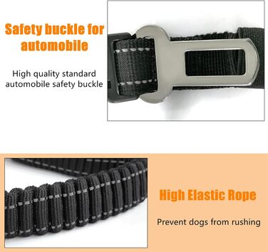 Поводок для собак YankMooM 6-в-1: багатофункціональний, регульований, з надійним амортизатором. Підходить для бігу, прогулянок, тренувань, поїздок в авто з собаками середніх та великих порід. Включає автомобільний ремінь безпеки (1,5 - 2,4 м)