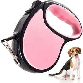 Висувна поводок для собак, 5 м, міцний, 360° без перекручування, автоматичний замок, з неслизькою ергономічною ручкою та клікером для дресирування для собак маленьких/середніх порід