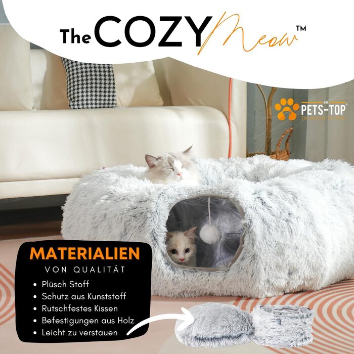 Round Cat Tunnel with Sleeping Area, XXL Large Cat Tunnel, Crinkle Tunnel, Cat Tunnel XXL Ultra Soft Round Donut Shape with Play