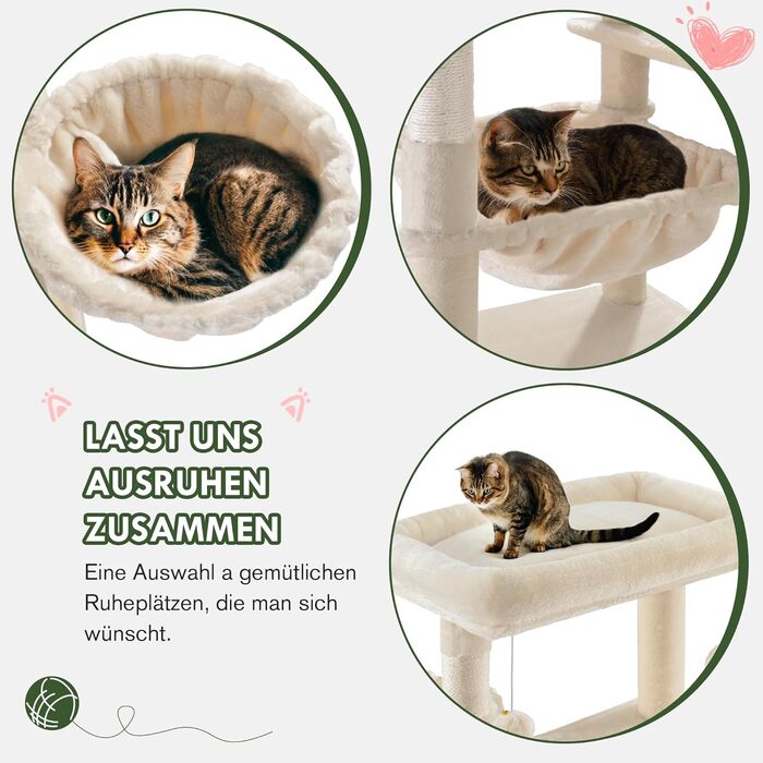 Котячий будиночок MUTICOR – великий когтетоп з декількома рівнями, 206 см, бежевий