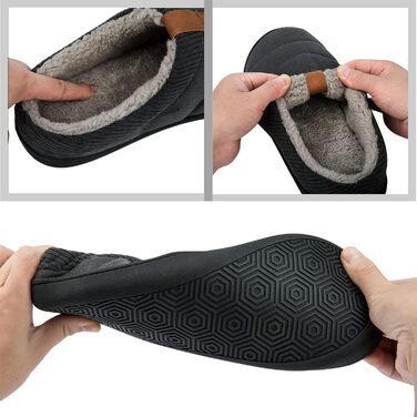Чоловічі тапочки зимові теплі м'які комфортні з піною Memory Foam, неслизькі для дому та вулиці (43/44 EU, Темно-сірий)