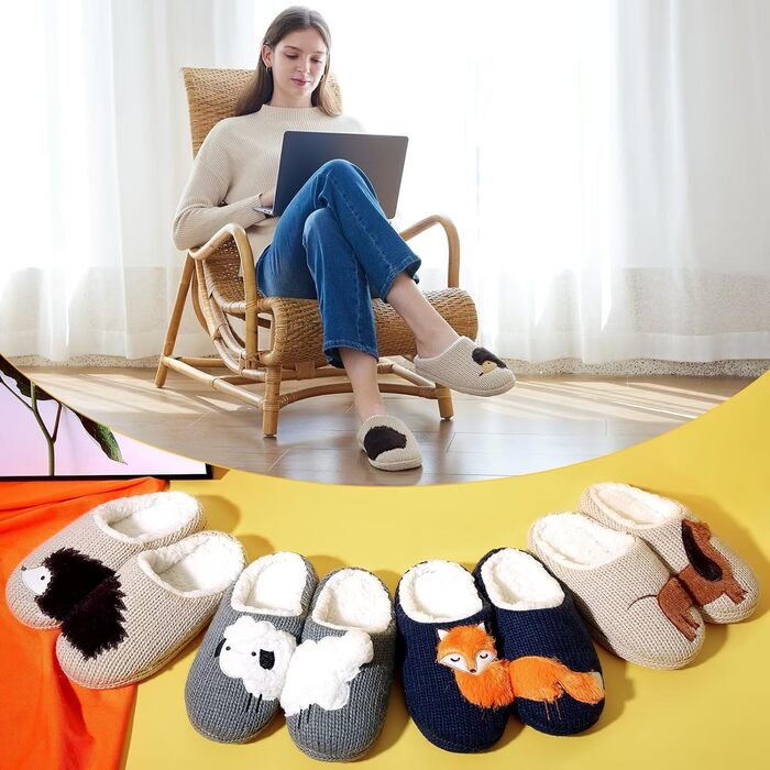 Тапочки жіночі зимові теплі, з плюшевою підкладкою, принт тваринок, розмір 40/41 EU, мультяшний дизайн