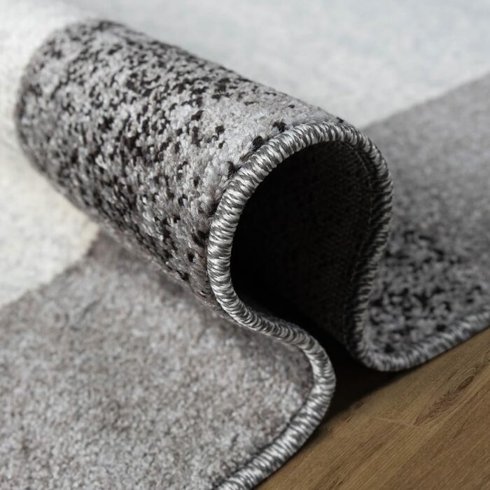 Теппик oKu-Tex для вітальні [80x150 см] - м'який короткий ворс, кольоровий килим для вітальні, сучасний геометричний дизайн хвилястим візерунком, німецька якість (Світло-сірий, 80 x 250 см)