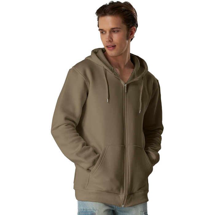 Світшот з капюшоном Smith & Soo для чоловіків – спортивна куртка, толстовка з блискавкою, бавовняна суміш (M, Stone-zip)