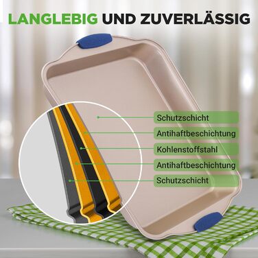 Набір форм для випічки NutriChef 6 шт. – дека для випічки, форма для мафінів, кексова форма з антипригарним покриттям, термостійка до 230°C, стіклива з силіконовими ручками з вуглецевої сталі – ідеально підходить для тортів, хліба та мафінів