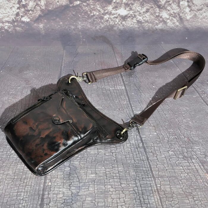 Чоловіча сумка з натуральної шкіри на ногу Le'aokuu - поясна/стегнова/туристична/похідна, для подорожей та активного відпочинку