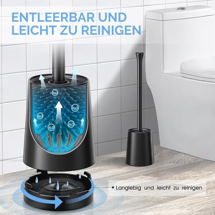 Набір для чищення унітазу HAMITOR з силіконової щітки, підставка та очищувач для краю унітазу. Набір для ванної кімнати, 1 шт., чорний