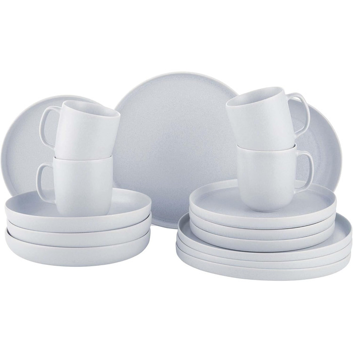 Набір посуду BUTLERS Atlantis для 4 осіб (12 предметів) | Тарілки, миски, чашки | Кераміка, сірий колір, стиль бохо, безпечно для мікрохвильовки та посудомийної машини