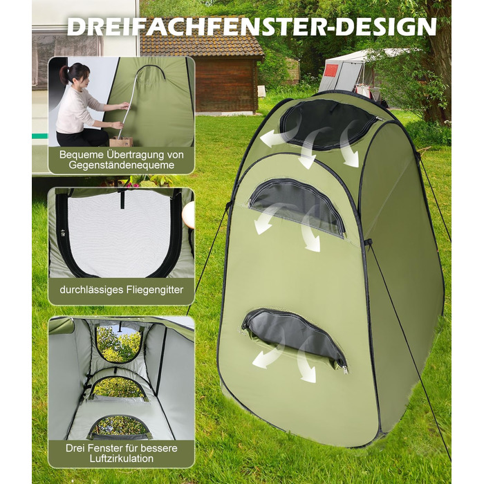 Camping Privacy Tent with Shower - Pop Up Changing Room & Toilet Shelter - UV 50+ Protection - Portable Outdoor WC Tent for Camping & Beach - Includes Carry Bag
