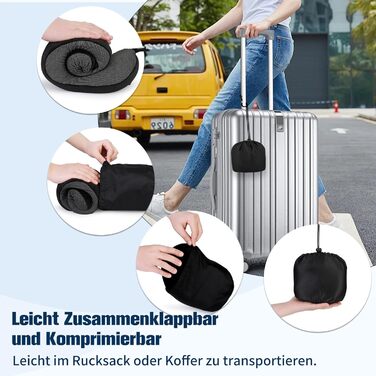 Подушка для шиї у літак, доросла, з піною Memory Foam, регульована, компактна, ергономічна, м'яка, дихаюча, з навушниками, маскою для сну, чорна сумка