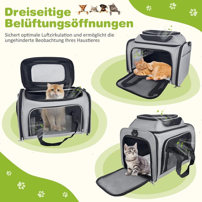 Транспортна сумка для кота, переноска для кота та собаки, сіра, 43x28x28 см