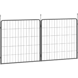 PawHut Розширювальні панелі для вольєру для собак (2 шт.), 80 x 80 см, сталевий загородження для цуценят та собак середніх розмірів, сірий