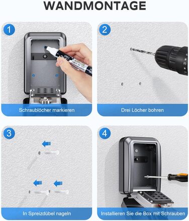 Шлюзовий сейф Mohard з кодовим замком для кріплення на стіні, 12-позиційний, велика місткість, вологостійкий, для дому, офісу, гаража