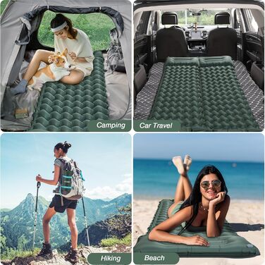 JATEKA Self-Inflating Sleeping Pad - Ultralight Camping Mat with Pillow & Foot Pump - Compact Sleeping Pad for Backpacking, Hiking, Travel & Tent Use