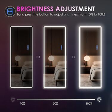 Дзеркало для тіла LVSOMT з підсвічуванням, настінне, LED, 120x40 см, для спальні, подарунок, білий