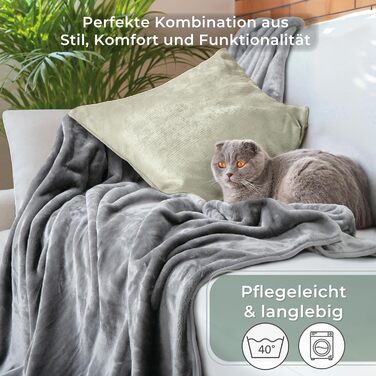 Плед Gräfenstayn® Kuscheldecke Cashmere-Feeling: м'який та пухнастий, 150x200 см, 220x240 см, світло-сірий