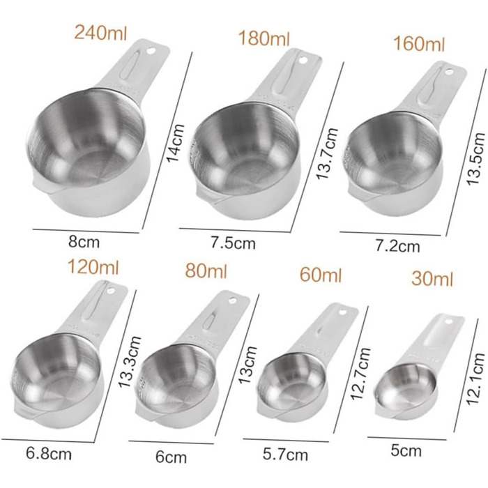 RORPOIR Measuring Spoons Baking Measuring Spoons Measuring Cup Set Stackable Space-Saving Storage Stainless Steel Kitchen Utensils Cooking Spoon Stainless Steel Adjustable Tool Kitchen Measuring Tool Set