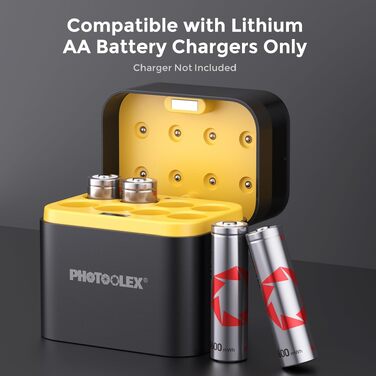 Акумулятори PHOTOOLEX AA Li-ion 1.5V 3000 mWh, набір 8 шт. з кейсом для зберігання та зарядки, висока ємність
