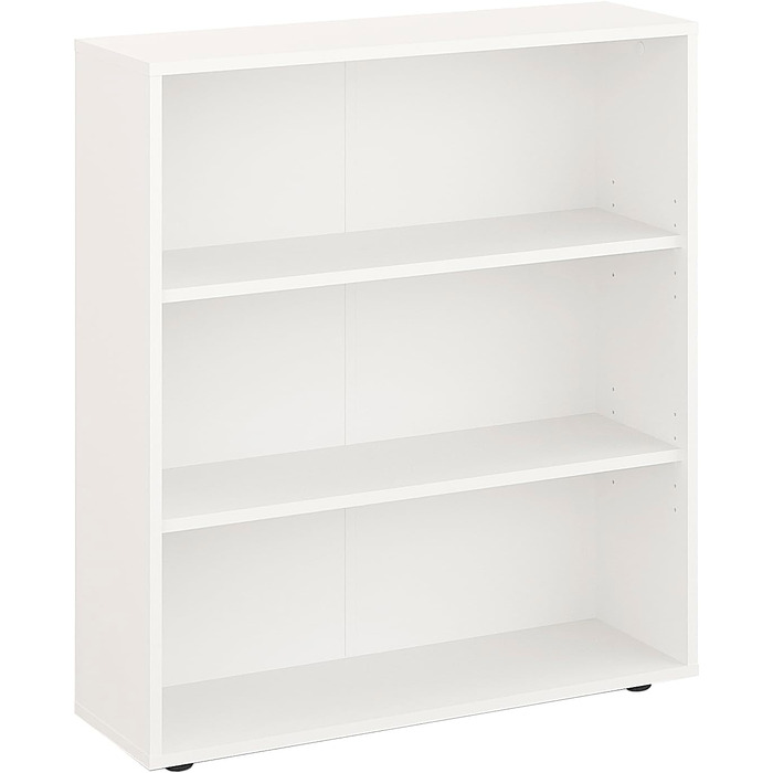Білий книжковий стелаж KOMTO Regal 80 см, 3 рівні, з регульованими полицями, 80x90x24 см, універсальний для зберігання