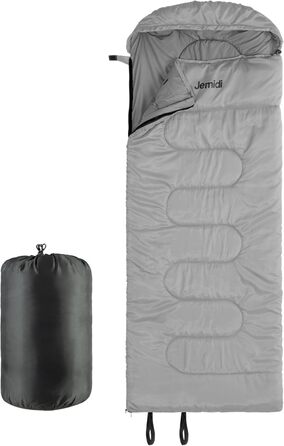 Спальний мішок JEMIDI для зими та літа, Outdoor, до -5°C, великий, 220x80x10 см, водонепроникний, для дорослих, сірий