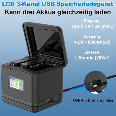 Набір акумуляторів та зарядного пристрою Homesuit Hero 13 для GoPro Hero 13 Black: 2 акумулятори 2300mAh + USB LED зарядний пристрій з підтримкою PD3.0 (Type-C)
