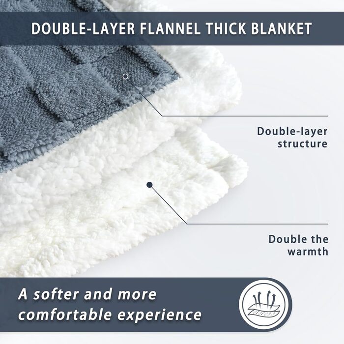 Плед Gracelife Sherpa-Fleecedecke: м'який, пухнастий, 152,4 x 203,2 см, великий, теплий, для дивану, всі сезони, колір: брудно-блакитний