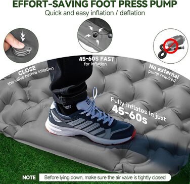 Каремат туристичний надувний Isomatte 9 см, 200x68 см, з подушкою, водонепроникний - для кемпінгу, походів, пляжу (Сірий)