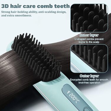 Бездротова щітка-випрямляч для волосся Mini Hair Straightener, 160-200°C, LED дисплей, 3 температурні режими, M2