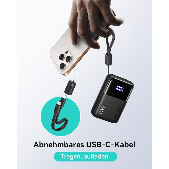 Портативний зарядний акумулятор INIU 100W 25000mAh з USB-C, для ноутбуків, телефонів, iPad, DJI, iPhone, в похід, у подорож, чорний