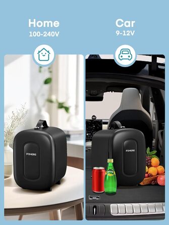 Міні-холодильник FOHERE 5 літрів: для косметики, напоїв, USB живлення, 220V/12V, для спальні, офісу, авто (чорний)